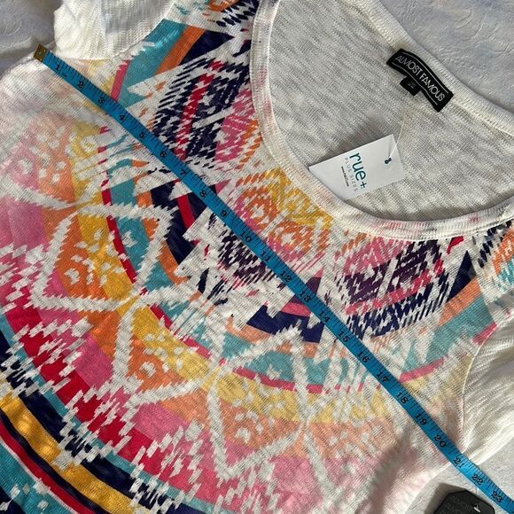 Almost Famous Women's Multicolor Fringe Top Bohemian Plus Size 2X - Picture 3 of 9